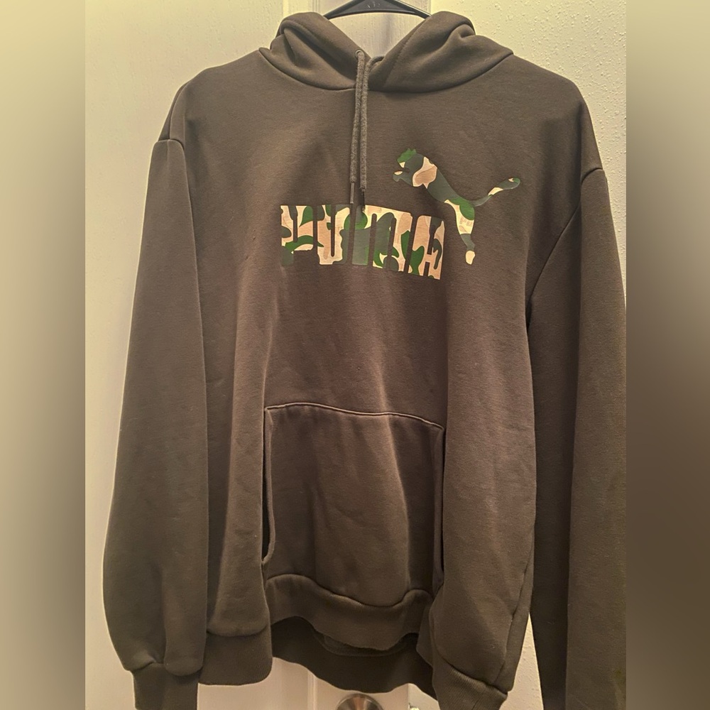 PUMA Camo No.1 Logo Hoodie Forest Night/Green Camo Size Large
